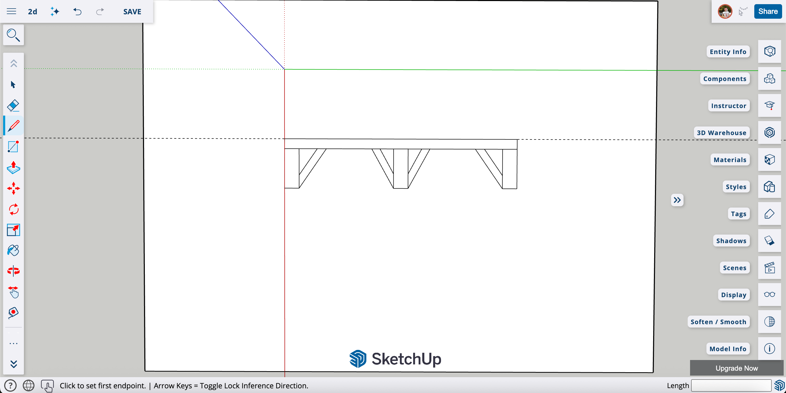 Table design created in SketchUp